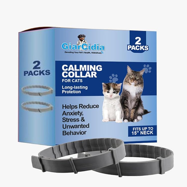 Soothing Cat Calming Collars - 2 Pack Grey Adjustable Collar for Anxiety Relief |