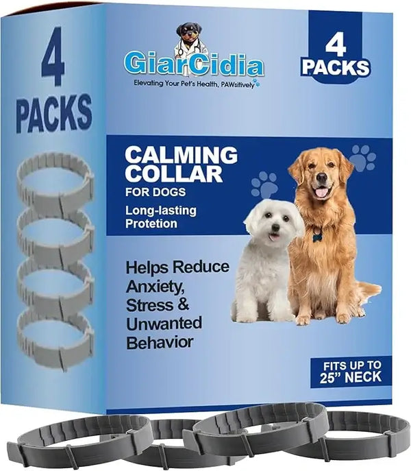 Premium dog calming collar with pheromone formula for anxiety and stress relief, 30-day continuous comfort, black stylish design